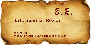 Balázsovits Rózsa névjegykártya