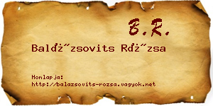 Balázsovits Rózsa névjegykártya